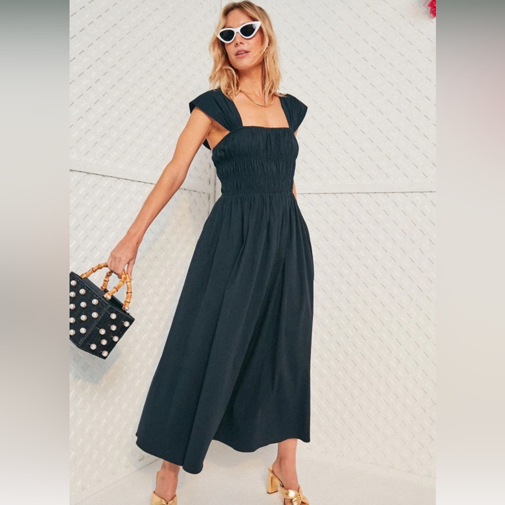 Tuckernuck Black Smocked MIDI Dress